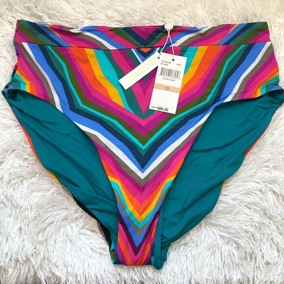 Trina Turk Womens Reversible Louvre High Waisted Swim Bottom Size 12 - Picture 3 of 8